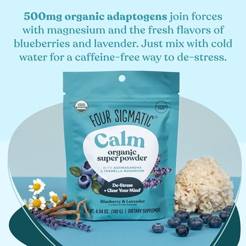 Scoop of Calm Super Powder showing the Blueberry Lavender Chill powder