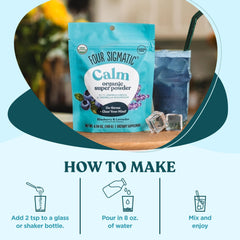 Dairy-free, caffeine-free sleep-support powder pictured in a glass