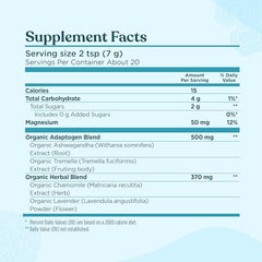 Ingredients highlight Tremella mushroom, Ashwagandha, and lavender