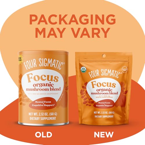 Packaging of Four Sigmatic Focus Blend with serving information