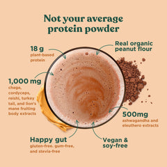 Serving scoop of peanut butter flavor protein powder