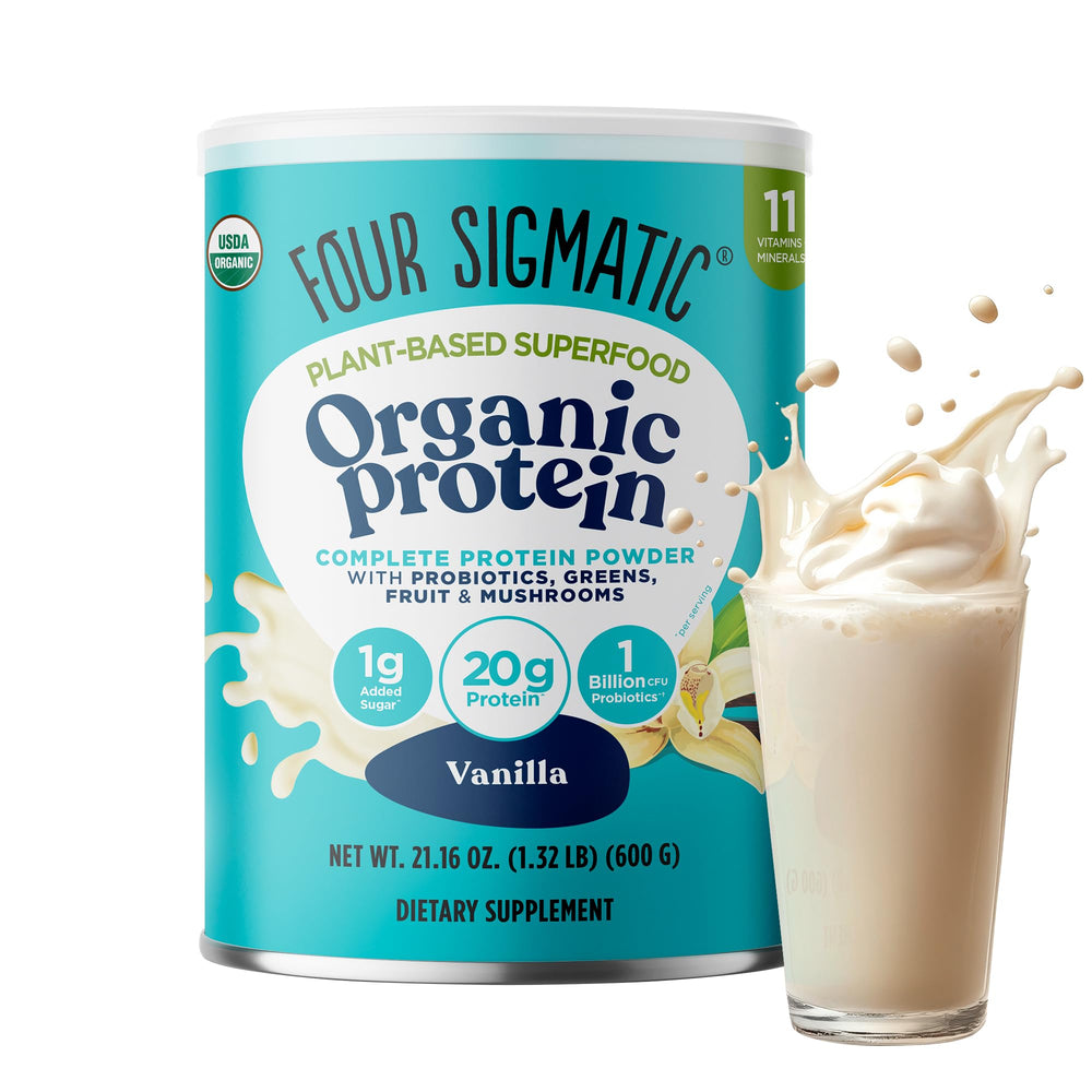 Front view of Four Sigmatic Organic Vegan Protein Powder in Sweet Vanilla