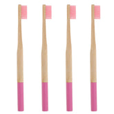 Front view of FRCOLOR four-piece bamboo toothbrushes pack