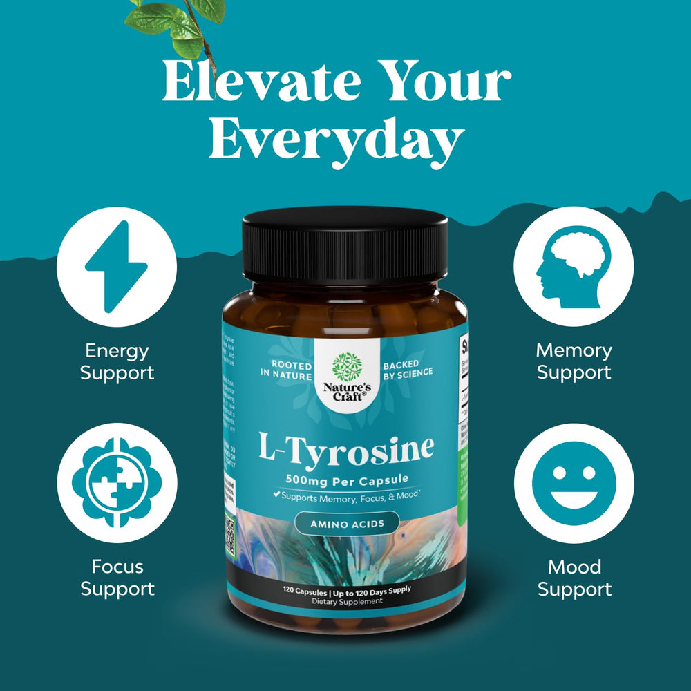 Close-up of Free Form L Tyrosine 500mg capsules