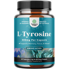 Bottle of Free Form L-Tyrosine 500mg capsules - 60 count