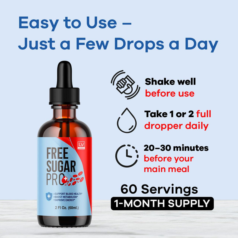 Front view of Free Sugar Pro Drops bottle with branding