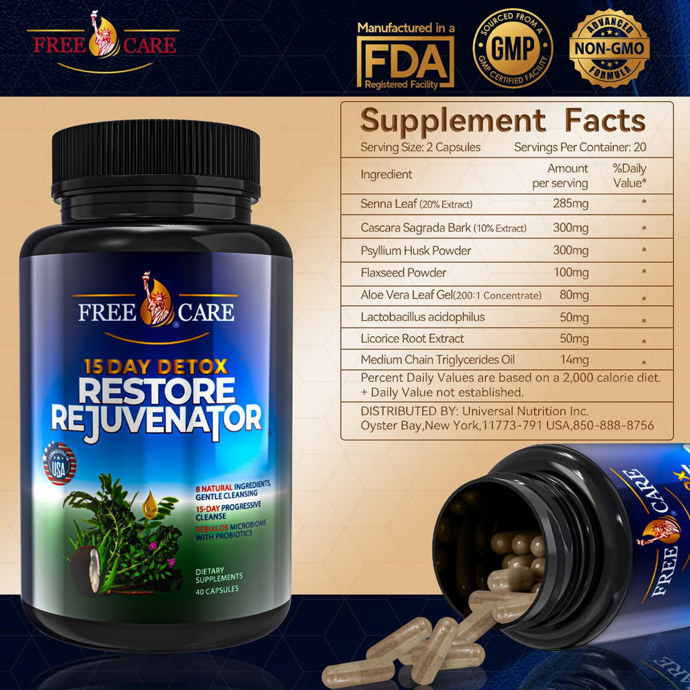 FreeCare Colon Cleanse probiotics lactobacillus acidophilus shown for gut-friendly bacteria.