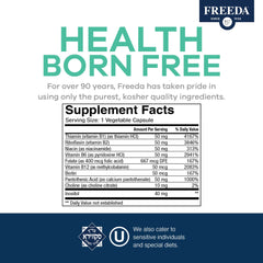 Freeda B-50 ingredients panel close-up