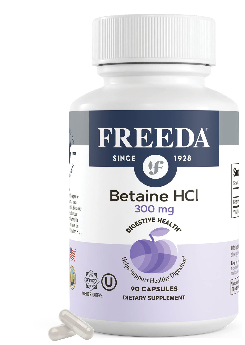 Freeda Betaine HCl bottle with 90 capsules