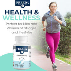 Kosher and vegan certification labels on Freeda Calcium Carbonate