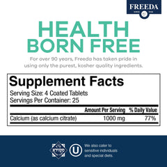 Kosher certified Freeda calcium citrate packaging