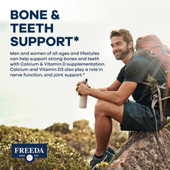 Nutrition facts label for Freeda Calcium + Vitamin D3