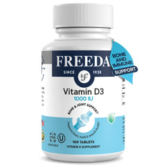 Freeda Vitamin D3-1000 IU bottle front label