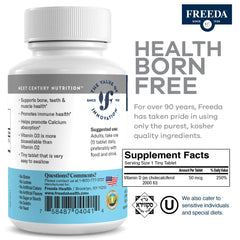 Tiny Vitamin D3 tablets (2000 IU) by FREEDA