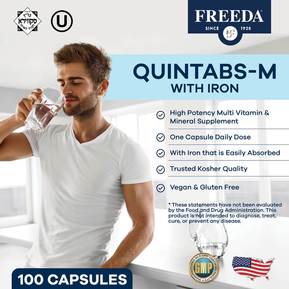 Close-up of Freeda daily multivitamin capsule for men and women