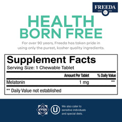 Family bedtime scene with FREEDA Melatonin chewables on a nightstand