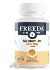 Bottle of Freeda Niacinamide 250 mg – 500 capsules