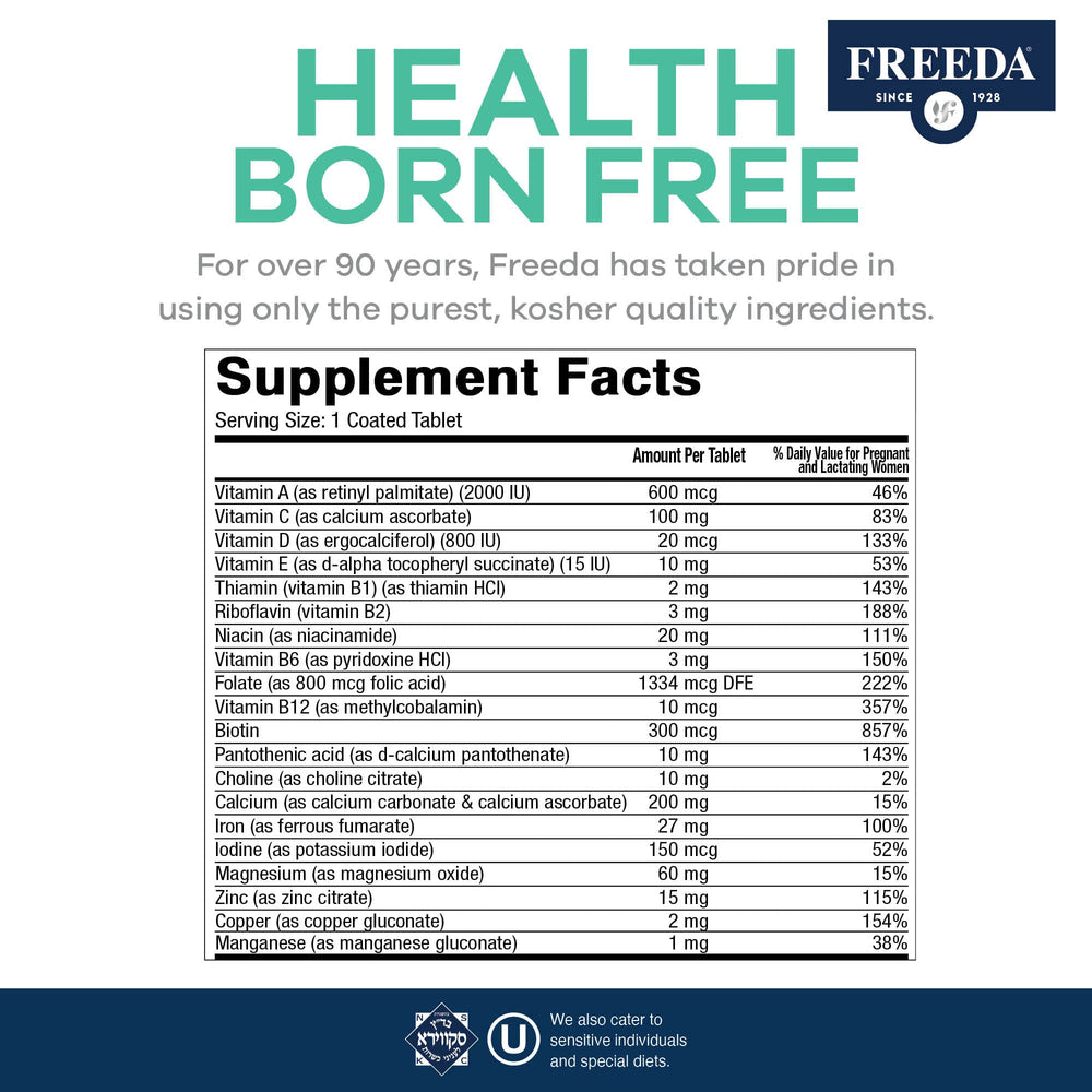Ingredient highlights for FREEDA Prenatal Vitamin