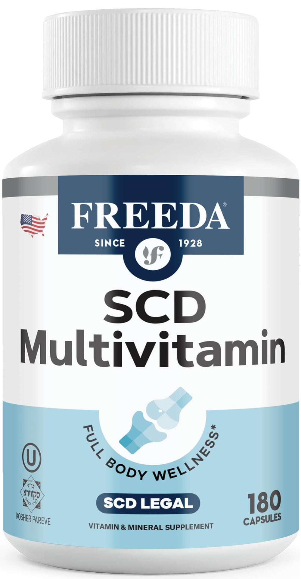 Freeda SCD Multivitamin bottle with 180 capsules
