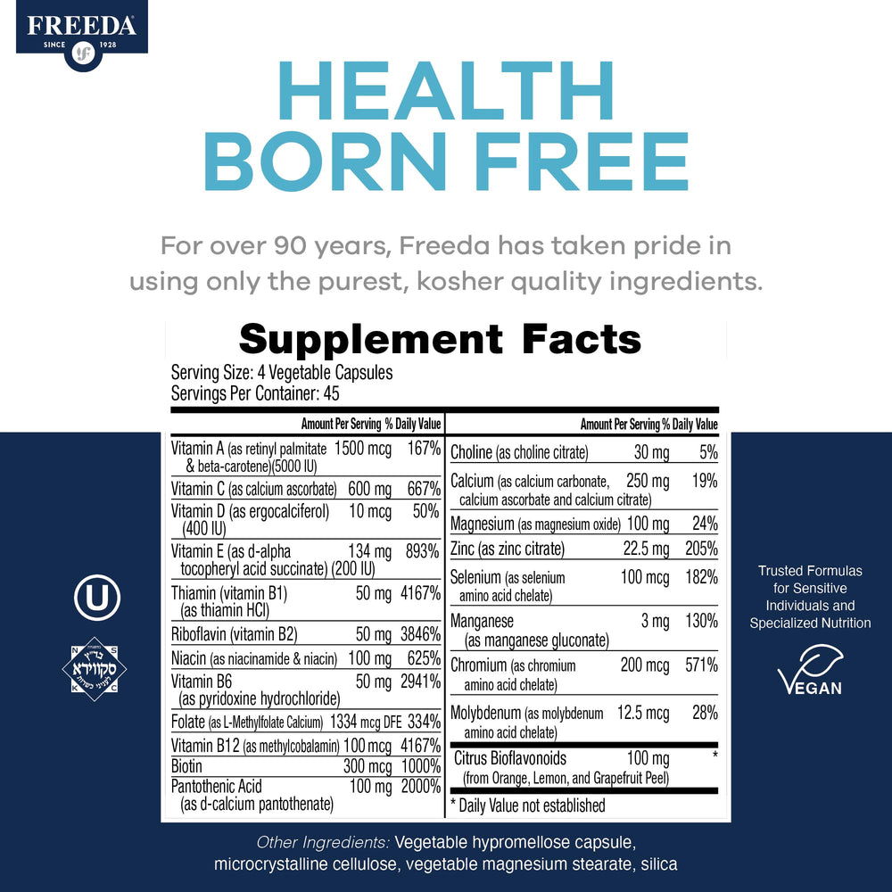 Ingredients list for Freeda SCD Multivitamin