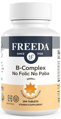 Freeda Vitamin B Complex bottle with No Folic No PABA labeling