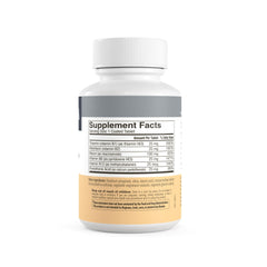 Supplement facts highlighting major B vitamins and Pantothenic acid