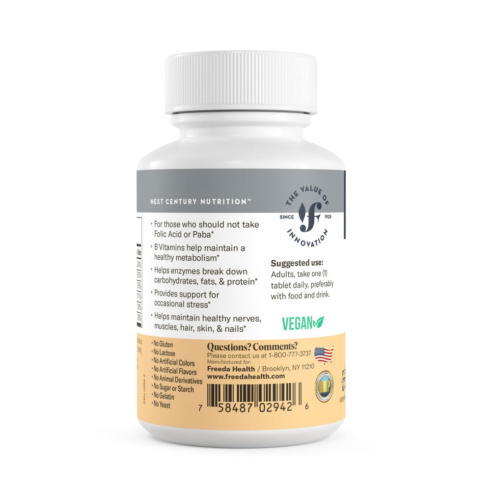 Freeda Vitamin B Complex No Folic No PABA 250 count bottle