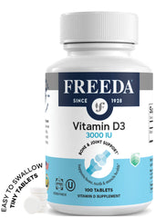Freeda Vitamin D3-3000 IU tablets close-up