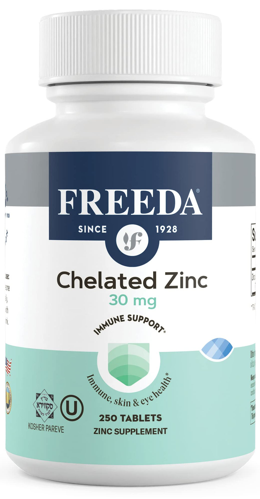 Freeda Zinc 30mg chelated TRAACS zinc bisglycinate high absorption