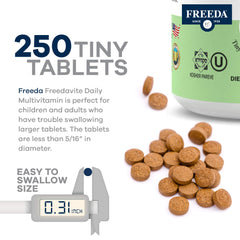 250-count Freedavite bottle with label visible