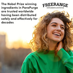 Freerange ParaPurge packaging box display with 60 capsules for monthly use.