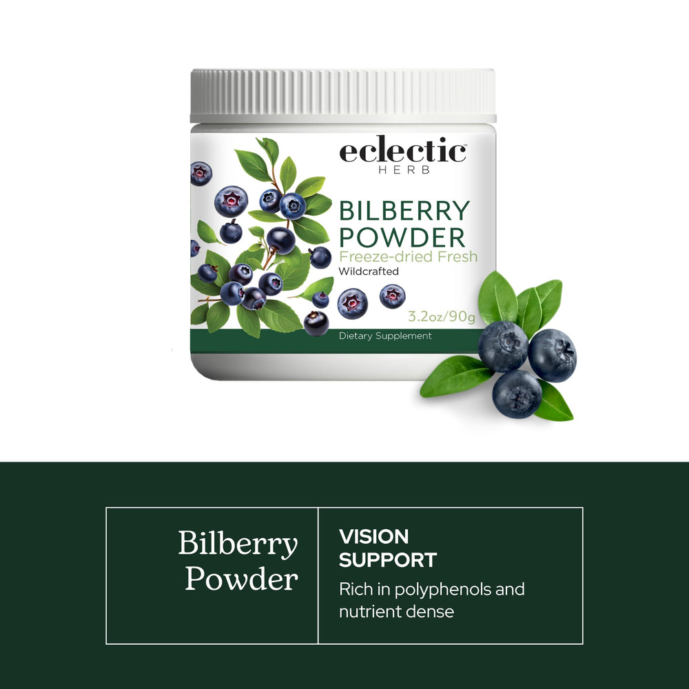 Close-up of freeze-dried bilberry powder
