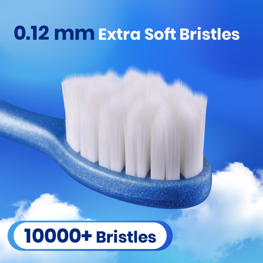 Close-up of 10,000 ultra-soft bristles for sensitive teeth