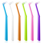 End tuft toothbrush with angled head and soft bristles for orthodontics