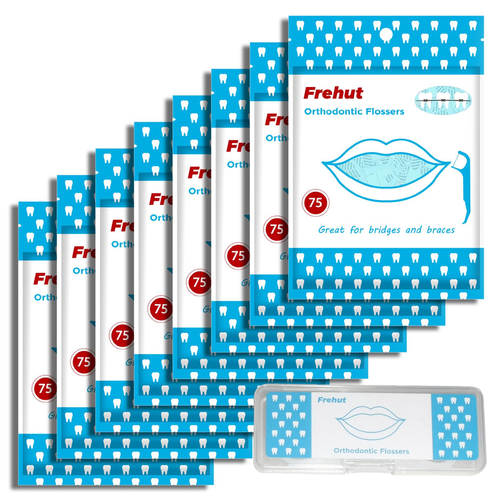 Frehut orthodontic flossers for braces with travel case