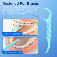 Unflavored braces flossers with durable 400D floss strands