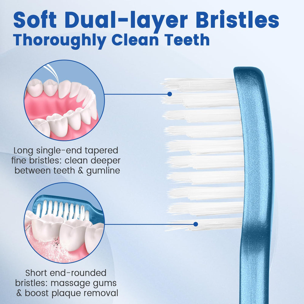 Dual-layer flossing bristles for gumlines and hard-to-clean areas