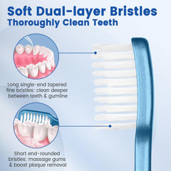 Dual-layer flossing bristles for gumlines and hard-to-clean areas
