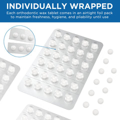 Portable compact foil-wrapped Fremouth orthodontic wax tablets for braces relief