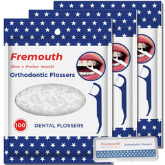 Front view of Fremouth Orthodontic Flossers for Braces