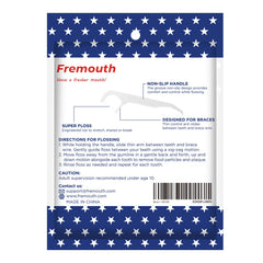Person flossing braces with Fremouth flossers