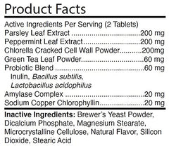 Ingredients include parsley, mint and green tea