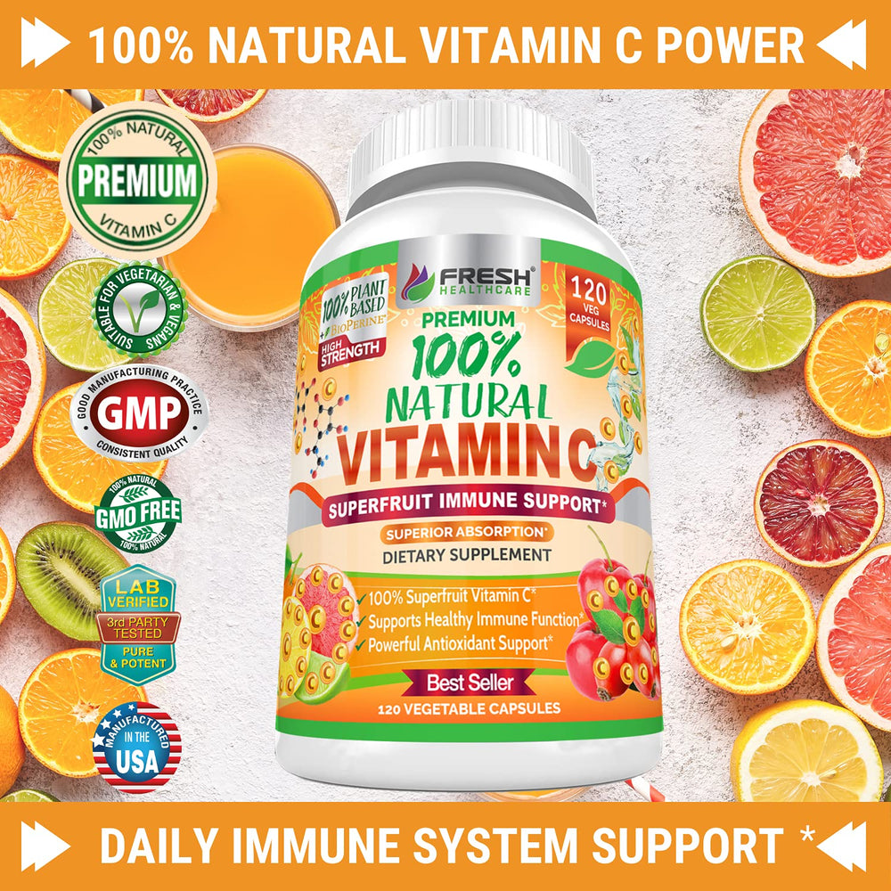 Vitamin C capsules with bioflavonoids and Bioperine for absorption