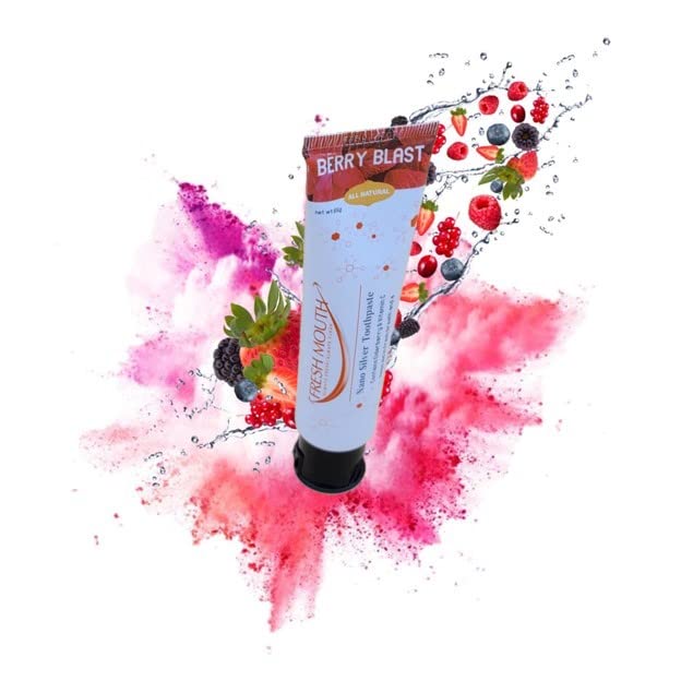 Close-up of Berry Blast toothpaste texture