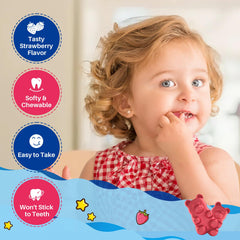 Fresh strawberries and a bottle of gummies