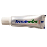 Freshmint 0.6 oz toothpaste metallic tube – 144 tubes pack front view