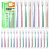 Fresings 60-pack premium disposable toothbrush with tongue scraper – Pearl White, individually wrapped