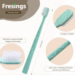 Diamond-patterned ergonomic comfort grip on Fresings toothbrush in Pearl White