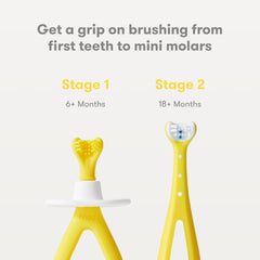 Training Toothbrush for Babies with triple-angle silicone bristles for 6+ months