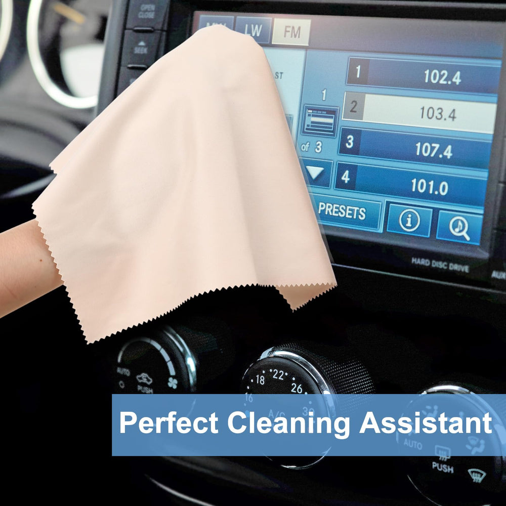 Beige microfiber cleaning cloths ideal for home and office use